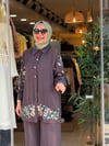 3657 TAŞ İŞLEMELİ TAKIM KAHVE