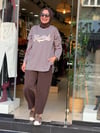5659 ÇİZGİLİ SWEAT KAHVE PEMBE
