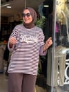 5659 ÇİZGİLİ SWEAT KAHVE PEMBE