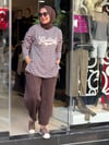 5659 ÇİZGİLİ SWEAT KAHVE PEMBE