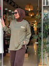 5659 ÇİZGİLİ SWEAT KAHVE YEŞİL