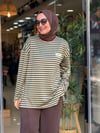 5659 ÇİZGİLİ SWEAT KAHVE YEŞİL