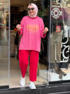 5659 ÇİZGİLİ SWEAT KIRMIZI PEMBE