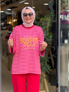 5659 ÇİZGİLİ SWEAT KIRMIZI PEMBE