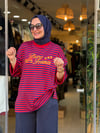 5659 ÇİZGİLİ SWEAT LACİ KIRMIZI