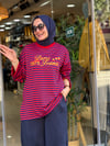 5659 ÇİZGİLİ SWEAT LACİ KIRMIZI