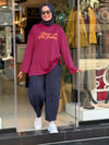 5659 ÇİZGİLİ SWEAT LACİ KIRMIZI