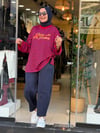 5659 ÇİZGİLİ SWEAT LACİ KIRMIZI