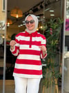 5889 YAKALI ÇİZGİLİ SWEAT KIRMIZI