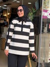 5889 YAKALI ÇİZGİLİ SWEAT SİYAH