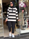 5889 YAKALI ÇİZGİLİ SWEAT SİYAH