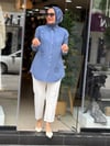 7343 TENSEL GÖMLEK MAVİ