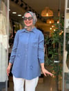 7343 YILDIZLI TENSEL GÖMLEK MAVİ