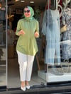 7418 TENSEL GÖMLEK PAPATYA KOYU YEŞİL
