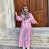 pamuklu şal desen elbise
