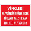 SÖNSAN UYARI LEVHALARI ''VİNÇLERİ KAPASİTESİNİN ...'' 25*35 PVC