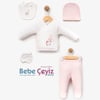 BEBİTOF Çiçekli Nakış 5'li Hastane Çıkışı ( Pembe )