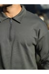 Polo Yaka Oversize Sweatshirt Yarım Fermuar Sweatshirt Oversıze-9921
