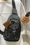 Unisex Siyah Su Geçirmez Usb Kulaklık Çıkışlı Omuz Çantası Çapraz Askılı Göğüs Çanta8052