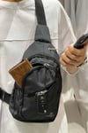 Unisex Siyah Su Geçirmez Usb Kulaklık Çıkışlı Omuz Çantası Çapraz Askılı Göğüs Çanta8052