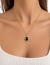 Oniks Taşlı Antik Model Altın Kaplama Gümüş Kolye By-9208