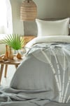 Apricitas Home June Gri Çift Kişilik %100 Pamuk Nevresim Takımı ve Müslin Yatak Örtüsü Seti