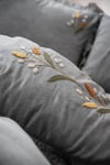 Ecocotton Farah Antrasit King Size (Battal) %100 Organik Pamuk Saten Parça Boya El Nakışlı Nevresim Takımı