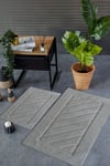 HCW Cross Gri %100 Pamuk Viskon 2 Parça Banyo Paspas Seti 40*60+60*100 cm