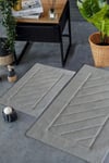 HCW Cross Gri %100 Pamuk Viskon 2 Parça Banyo Paspas Seti 40*60+60*100 cm