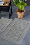 HCW Cross Gri %100 Pamuk Viskon 2 Parça Banyo Paspas Seti 40*60+60*100 cm