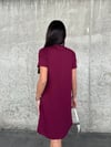 Kadın Bordo Kısa Kollu Oys Premium Pamuklu Modal Kumaş Taş İşlemeli Kısa Mini Yazlık Rahat Elbise