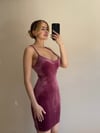 Kadın Gül Kurusu Ip Askılı Sırtı Çapraz Bağlamalı Full Likralı Esnek Mini Kadife Elbise