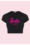 Kadın Siyah ve Beyaz 2 Adet Barbie Baskılı Los Angeles Kısa Kollu Crop Tshirt