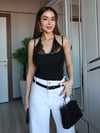 Kadın Zena Siyah Askılı Dantel Detaylı Zr Model Esnek Alttan Çıtçıtlı Bodysuit