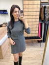 Antrasit Kemerli Yumuşak Elbise