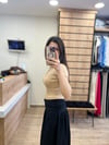 Bej Düğme Detaylı T-shirt