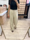 Beli Lastikli Taş Keten Pantolon
