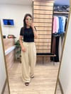 Beli Lastikli Taş Keten Pantolon