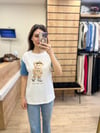 Beyaz Denim Detaylı Ayıcıklı T-Shirt