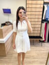 Beyaz Fermuarlı Poplin Elbise
