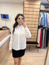 Beyaz Kalp Desenli Uzun Kol Gömlek