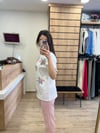 Beyaz Organize Çiçekli T-shirt