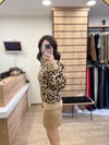 Bisiklet Yaka Leopar Şardonlu Triko Kazak
