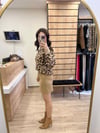 Bisiklet Yaka Leopar Şardonlu Triko Kazak