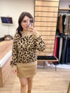 Bisiklet Yaka Leopar Şardonlu Triko Kazak