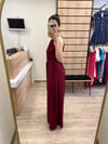 Bordo Bağlama Detaylı Halter Yaka Elbise