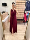 Bordo Bağlama Detaylı Halter Yaka Elbise