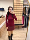 Bordo Balıkçı Yaka Kolu Droplu Kazak