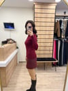 Bordo Balıkçı Yaka Kolu Droplu Kazak