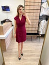 Bordo Etek File Detaylı Elbise